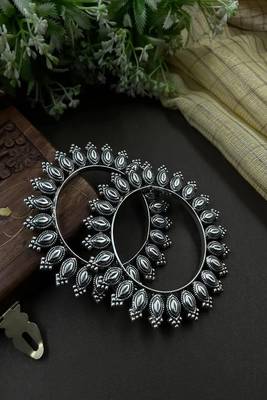 7 pc oxidised silver jewellery set for women indian tribal statement necklace set with jhumka 3