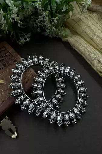 7 pc oxidised silver jewellery set for women indian tribal statement necklace set with jhumka
