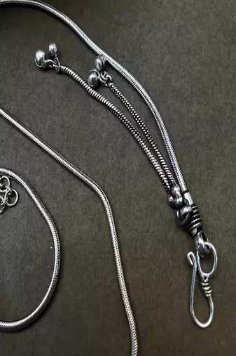 Oxidized silver kamarbandh waist chain | tribal belly chain