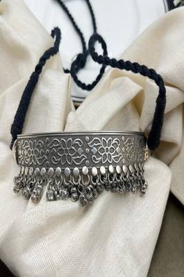 Oxidised silver torque choker necklace with ghungroo | vintage tribal boho statement jewellery 4