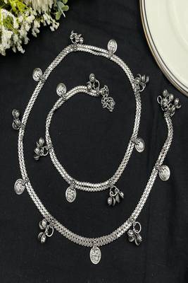 Silver oxidized kamarbandh for women, traditional indian waist belt, boho coin charm kamarpatta 1