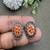 Hand painted oxidized silver stud earrings, colorful boho enamel circle studs