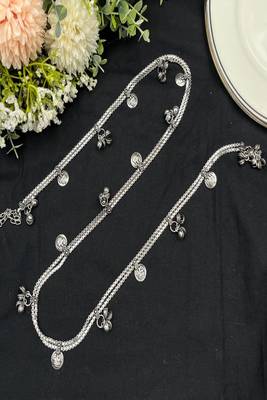 Silver oxidized kamarbandh for women, traditional indian waist belt, boho coin charm kamarpatta 3