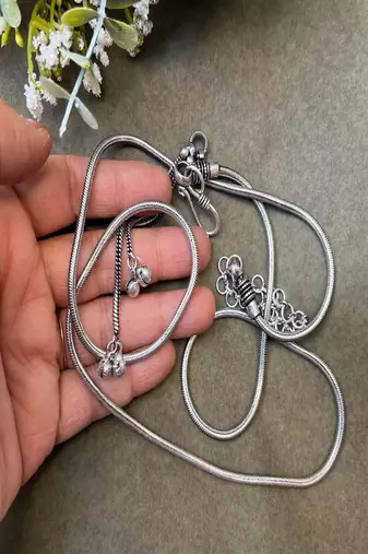 Oxidized silver kamarbandh waist chain | tribal belly chain