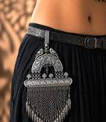 Handcrafted oxidized silver saree chabi challa, indian ethnic waist keychain