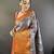 grey tissue silk blend kanjeevaram zari woven saree with unstitched blouse piece.