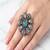 Oxidized stone ring: indian silver plated adjustable ethnic jewelry
