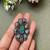 Oxidized stone ring: indian silver plated adjustable ethnic jewelry
