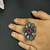 Oxidized stone ring: indian silver plated adjustable ethnic jewelry