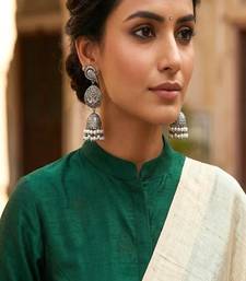 Oxidized silver bird jhumka earrings | indian pearl drop statement jewelry