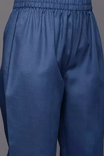 Blue Sleeveless Halter Neck Straight Republic Day Kurta with Trouser & Bandhani Printed Dupatta