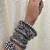 Boho oxidized silver bangle set of 7 | tribal chunky bracelet stack