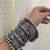 Boho oxidized silver bangle set of 7 | tribal chunky bracelet stack