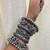 Boho oxidized silver bangle set of 7 | tribal chunky bracelet stack