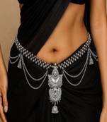 Oxidized silver kamarpatta belly chain: indian wedding waistbelt