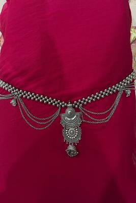 Oxidized silver kamarpatta belly chain: indian wedding waistbelt 2
