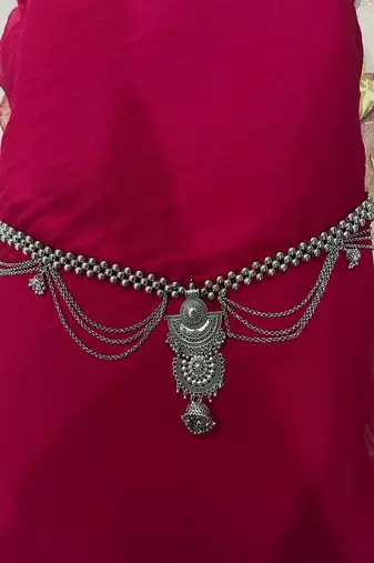 Oxidized silver kamarpatta belly chain: indian wedding waistbelt