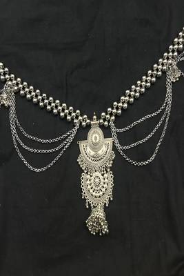 Oxidized silver kamarpatta belly chain: indian wedding waistbelt 3