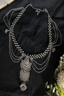 Oxidized silver kamarpatta belly chain: indian wedding waistbelt 4