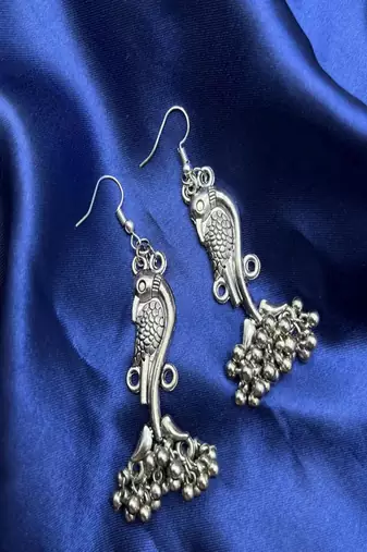 Oxidized peacock choker set: indian ghungroo, handmade tribal jewelry