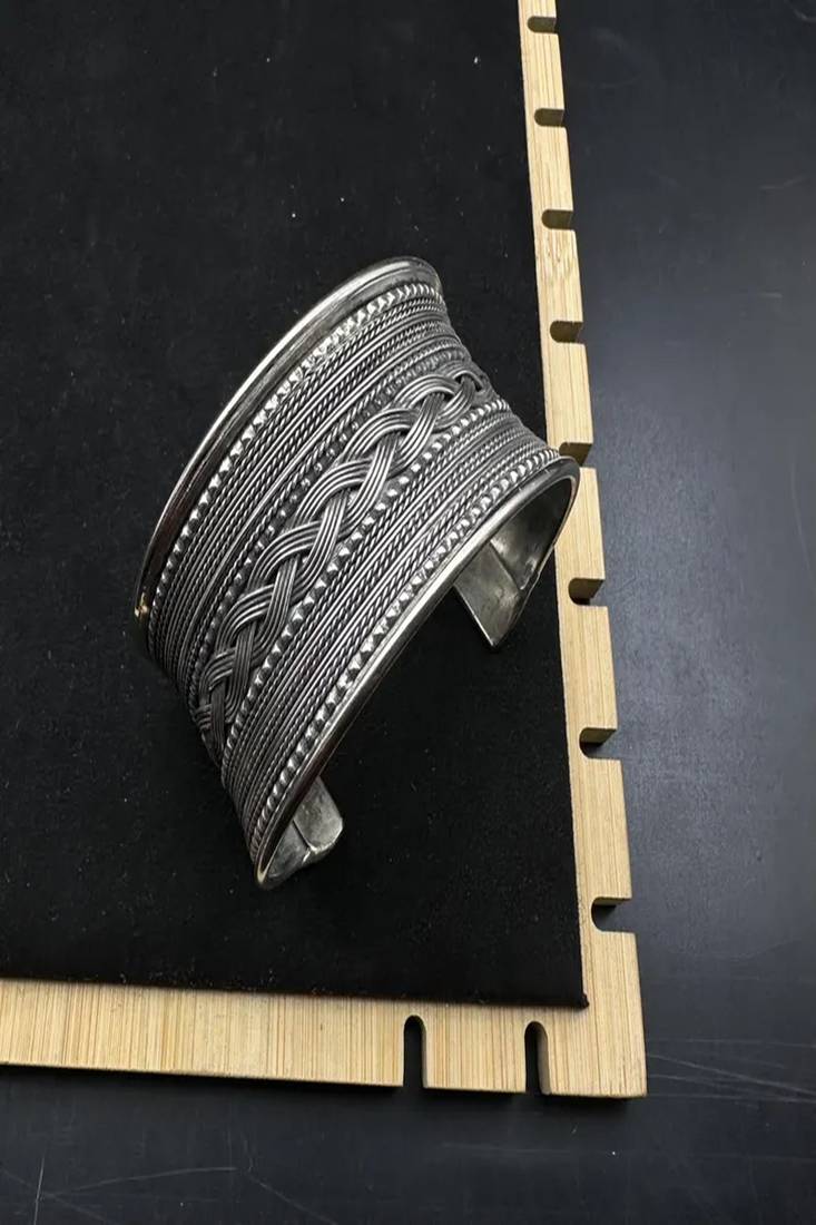 Boho oxidized silver jewelry set | tribal statement necklace, jhumka earrings, cuff bracelet & ring