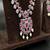 Handmade indian pearl necklace set: red stone antique party jewelry