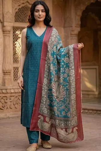 Women Regular Kurta with Trousers & With Dupatta
