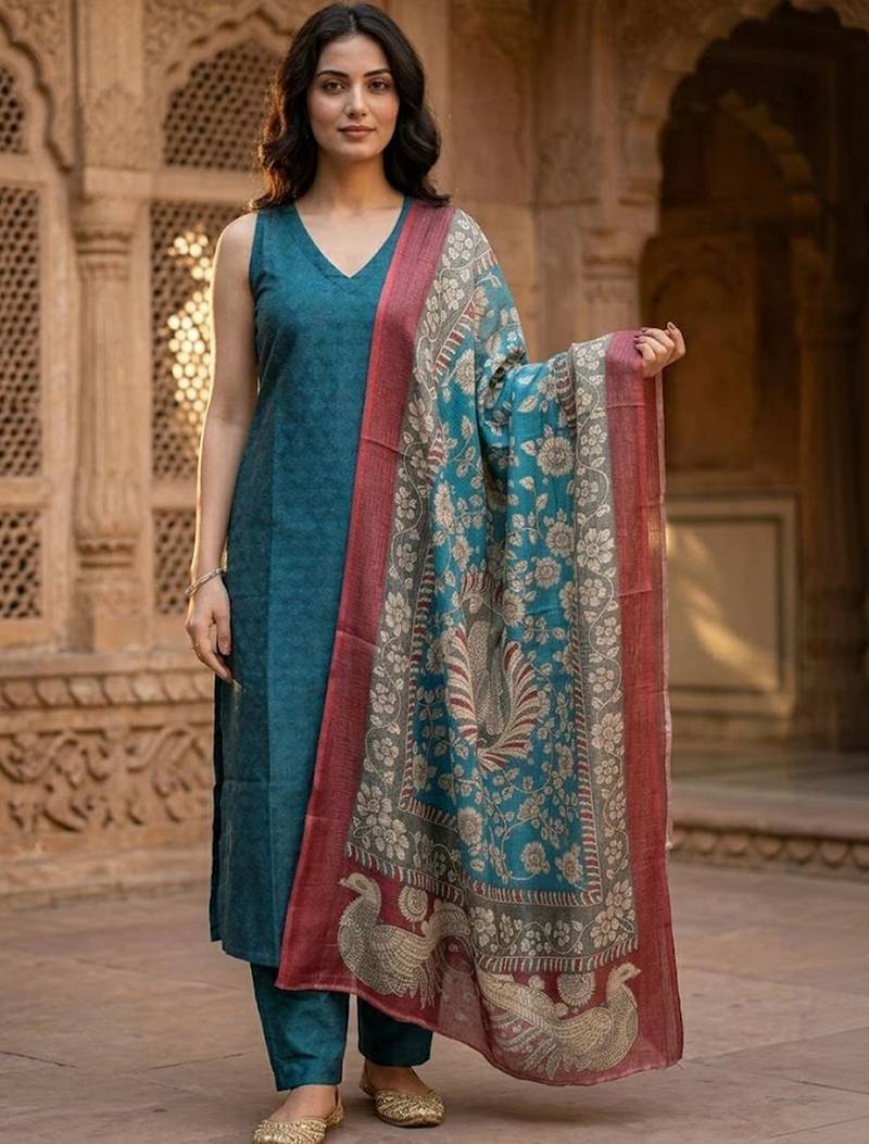Women Regular Kurta with Trousers & With Dupatta