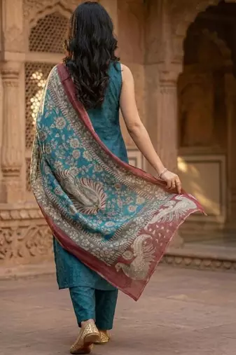 Women Regular Kurta with Trousers & With Dupatta