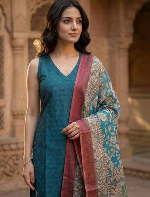 Women Regular Kurta with Trousers & With Dupatta 5