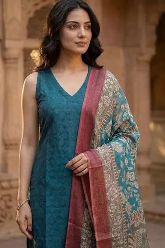Women Regular Kurta with Trousers & With Dupatta