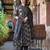 Black Floral Printed Pure Cotton Anarkali Kurta With Trousers & Dupatta