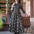 Black Floral Printed Pure Cotton Anarkali Kurta With Trousers & Dupatta