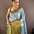 sky blue tissue silk blend kanjeevaram zari woven saree with unstitched blouse piece.
