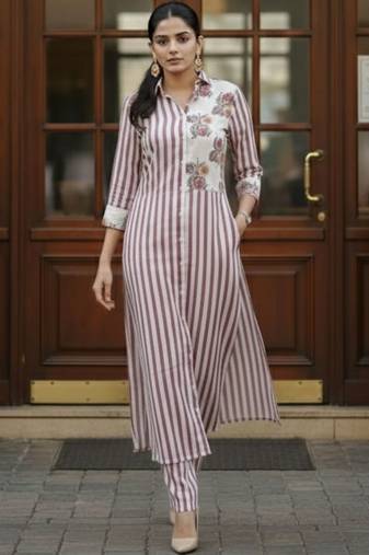 Women Printed Regular Kurta with Trousers