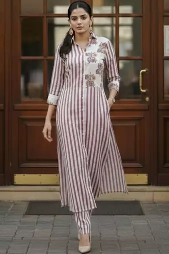 Women Printed Regular Kurta with Trousers