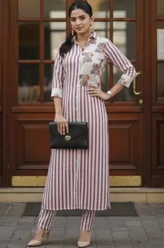 Women Printed Regular Kurta with Trousers