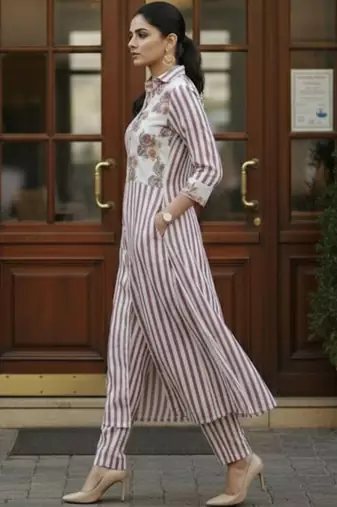 Women Printed Regular Kurta with Trousers
