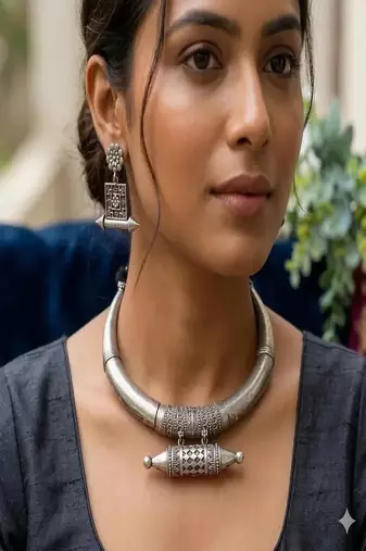Rajasthani hasuli choker set: boho tribal indian jewelry
