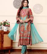 Ethnic Motifs Printed Chanderi Silk Kurta With Trousers And Dupatta