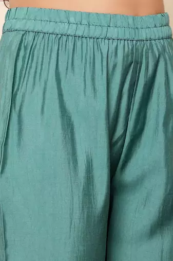 Ethnic Motifs Printed Chanderi Silk Kurta With Trousers And Dupatta