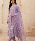 Women Floral Embroidered Regular Thread Work Kurta with Trousers & With Dupatta
