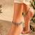 Boho oxidized silver anklet, indian peacock payal, white crystal flower foot jewelry