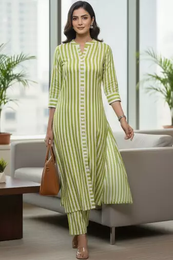 Women Printed Regular Kurta with Trousers