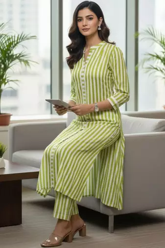 Women Printed Regular Kurta with Trousers