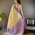 yellow tissue silk blend kanjeevaram zari woven saree with unstitched blouse piece.