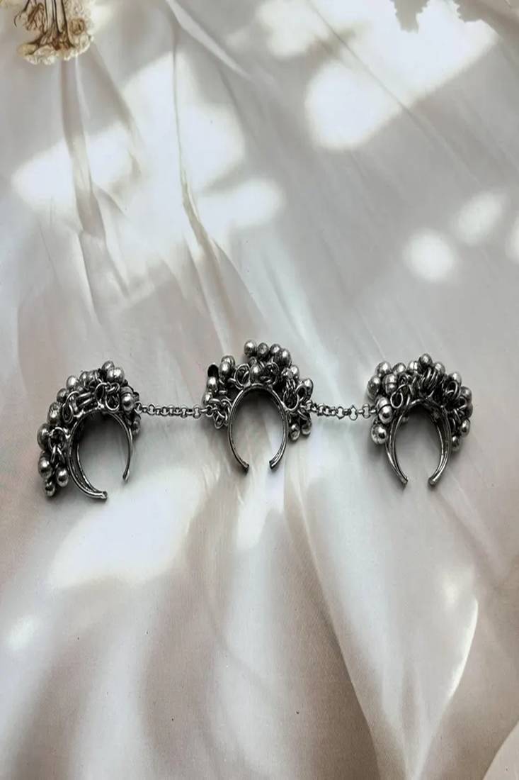 Oxidized ghungroo ring