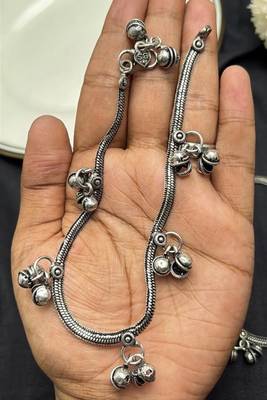 Handcrafted ghungroo silver plated anklets, oxidised brass payal with bells 2
