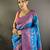 blue satin silk blend zari woven saree with unstitched blouse piece.
