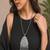 Vintage tribal statement necklace, oxidized silver boho pendant necklace